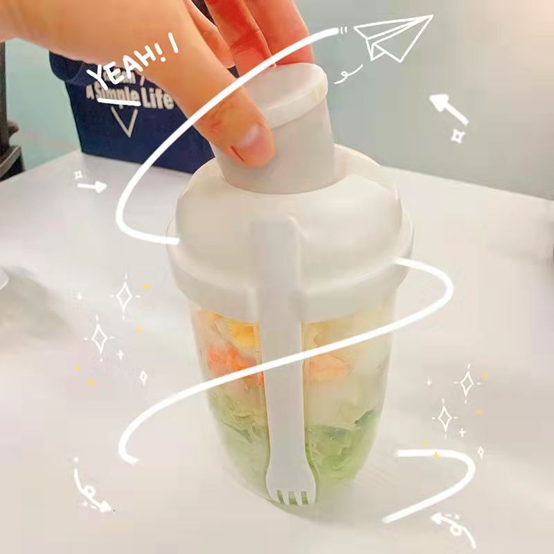 FreshPod beige salad cup with removable dressing holder